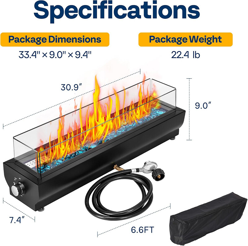 40,000 BTU Propane Fire Pit 30-inch Outdoor Fireplace Smokeless for Patios