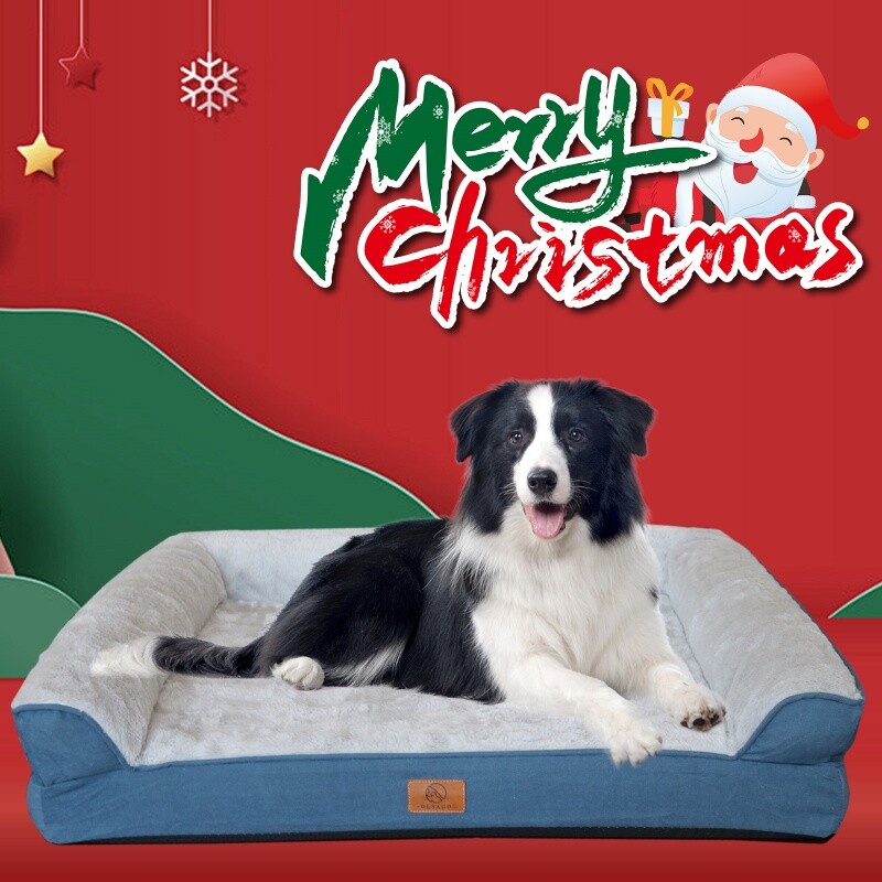 Orthopedic Medium Dog Bed 3 Side Bolster Pet Sofa Pet Dod Cushion 30x25 inch