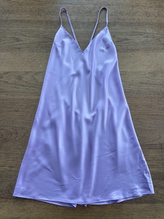Victoria's Secret Smooth Purple SMALL Satin Open-Back Slip Dress Lingerie
