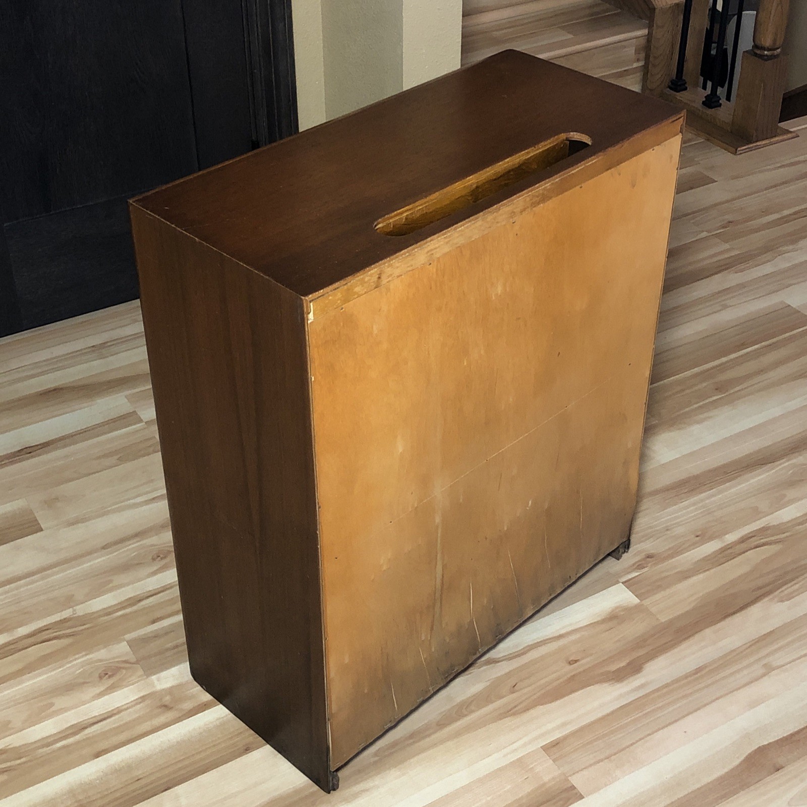 Midcentury Mahogany Wood Encyclopedia Bookcase Bookshelf Rounded Edges VTG MCM