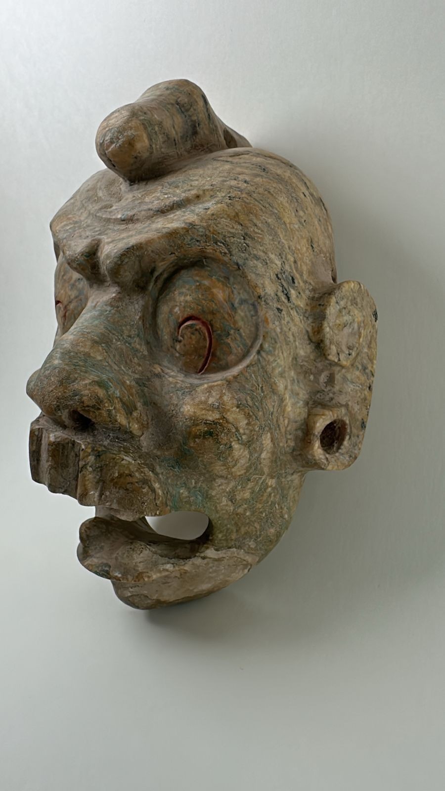 Precolumbian Mayan Stone Chacc God Face Pectoral Pendant 700 AD 1200 AD