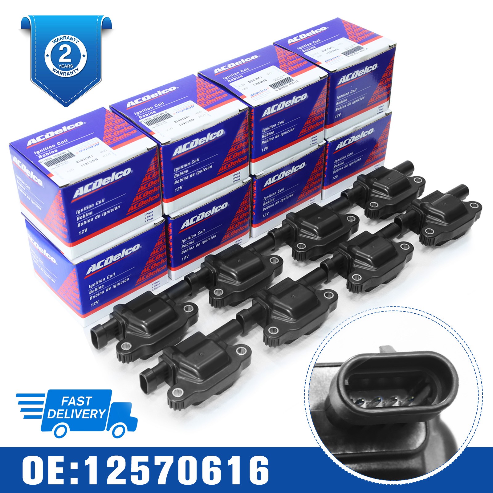 8 Set Genuine OEM UF413 Ignition Coil & 41-110 Spark Plug + 9748UU Wire Fit GMC~
