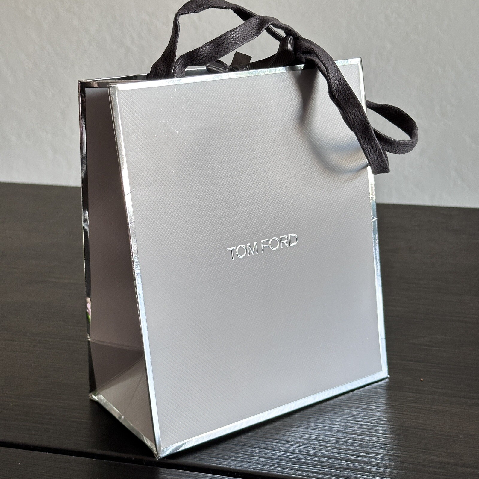 Tom Ford Authentic Gift Paper Shopping Bag Small Grey L 7.5" W 6.5" D 3.5"