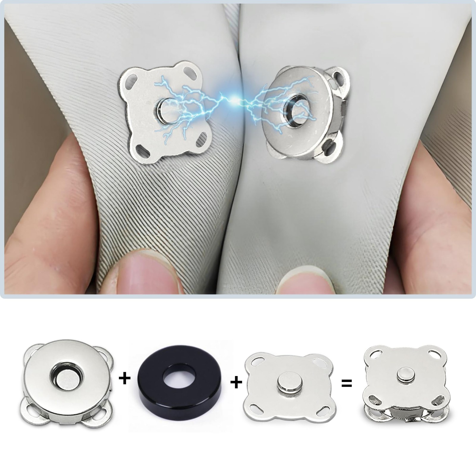 30 Sets Magnetic Snap Buttons,14mm Silver Button for 5.51,