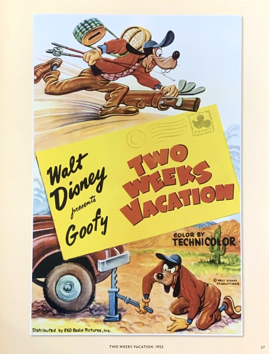 Goofy Movie Poster 1952 Two Weeks Vacation Walt Disney Productions #0026