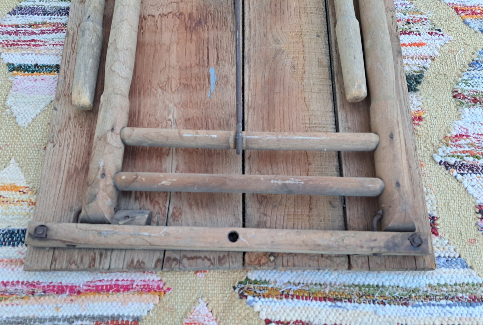 Antique Oak Folding Table No. 1 Primitive Distressed Needs Work