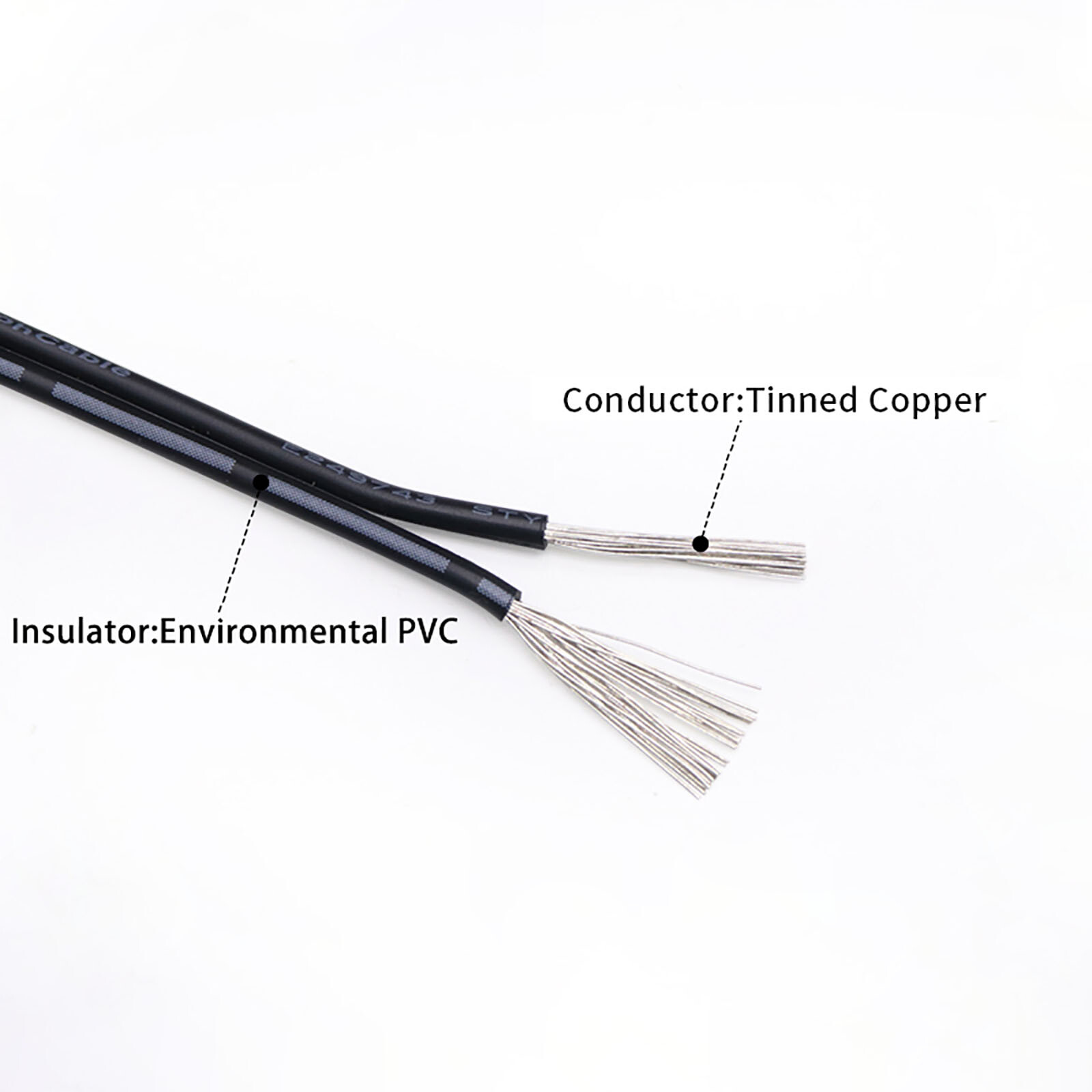 UL2468 2 Core Cable 16-28AWG Flat Ribbon Red & Black Stranded Electronic Wire