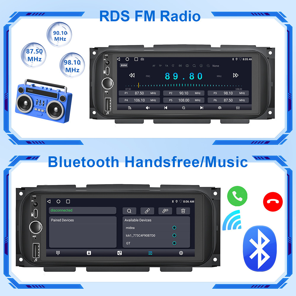 Car Stereo Radio For 2002-2005 Dodge Ram 1500 2500 3500 Android 14 Carplay GPS