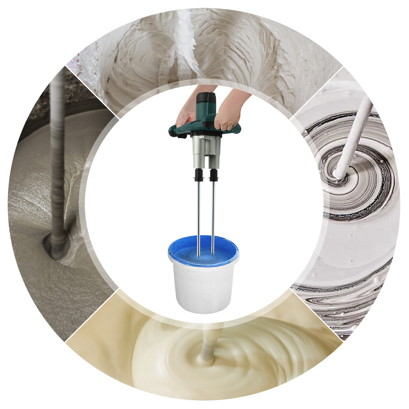 1800w Concrete Mortar Mixer Cement Grout Plaster Stirrer Double Paddle Mixer USA