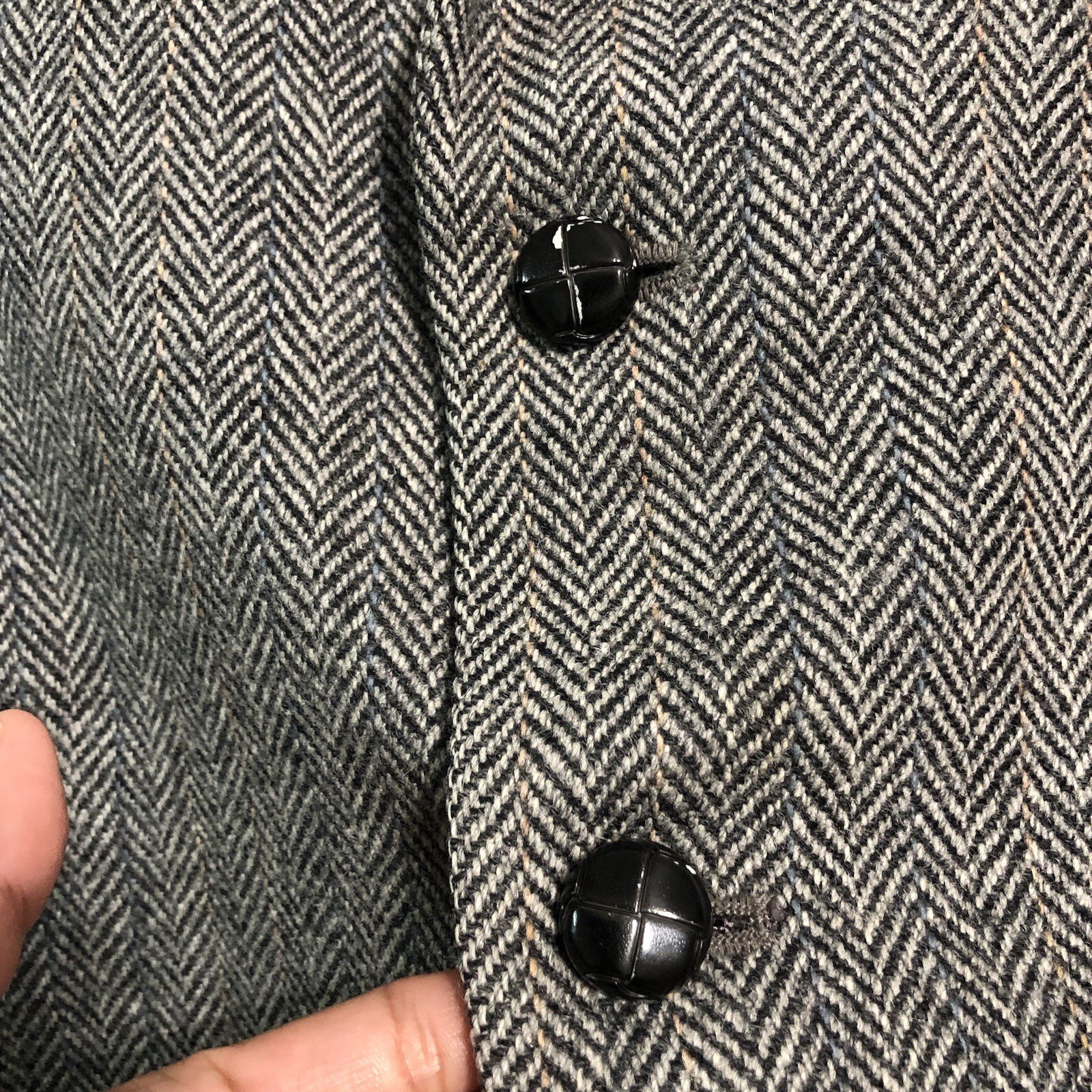 VTG Joe Namath Mens Blazer Size 44L Long Gray Herringbone Wool Tweed Sport Coat