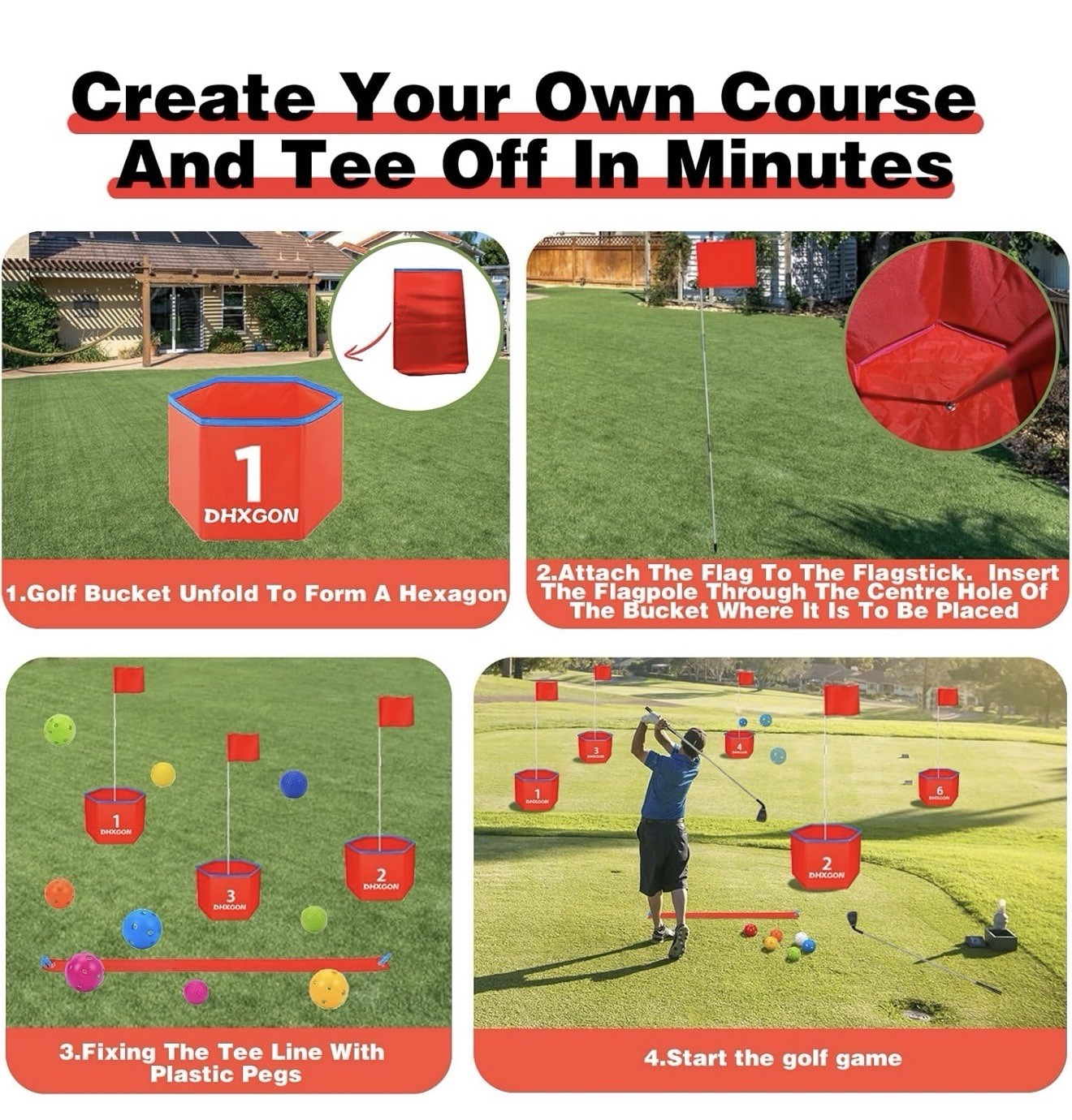 Backyard Golf Game with 2 Clubs, Portable 9 Hole Golf Course, Outdoor Yard Golf