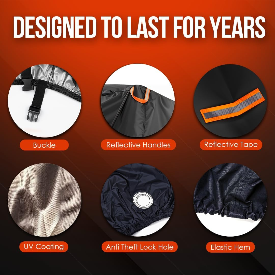 Heavy Duty Motorcycle Cover Waterproof Outdoor 210D Oxford Fabric with Heat Seal