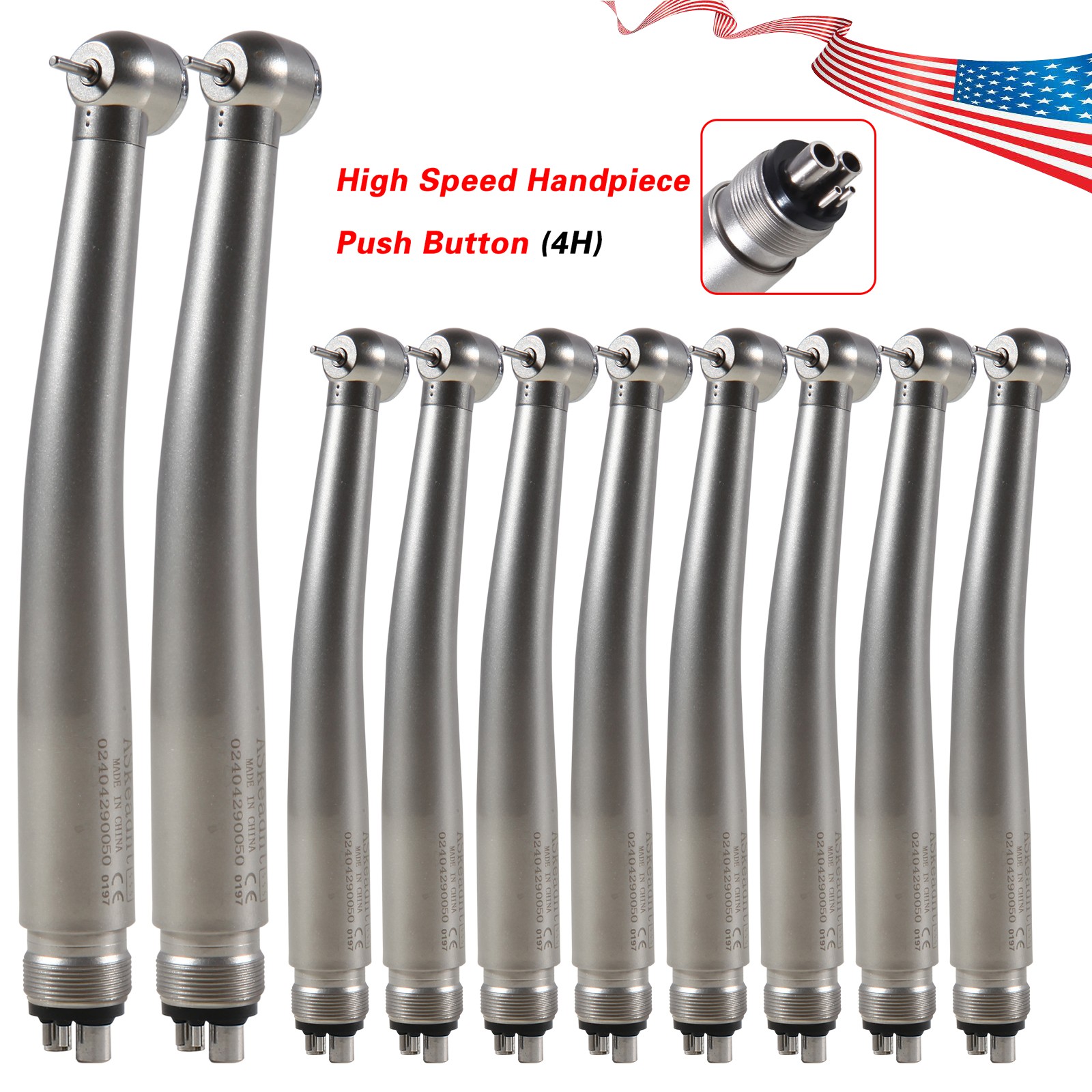 10pcs Dental High Speed Turbine Handpiece Push Button 4Hole NSK Pana Max Style