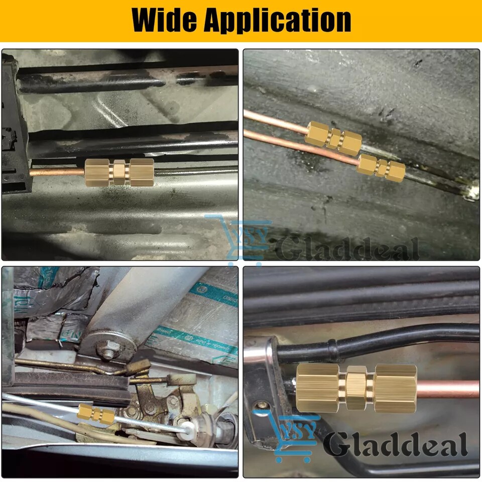 12X Straight Brass Brake Line Inverted Compression Fitting Unions For 3/16" Tube