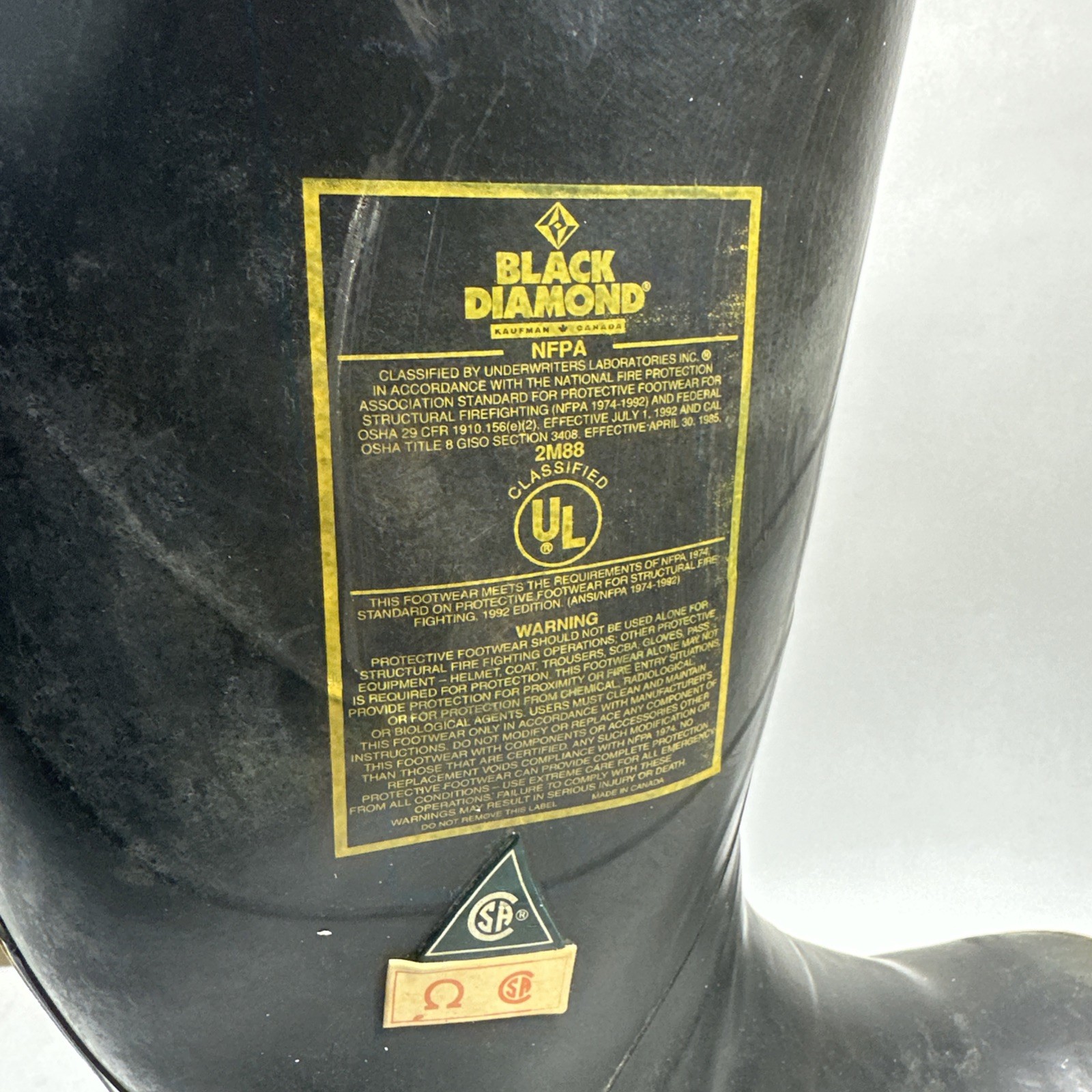 Black Diamond NFPA Fire Fighter Boots Size 11 M Made In Canada