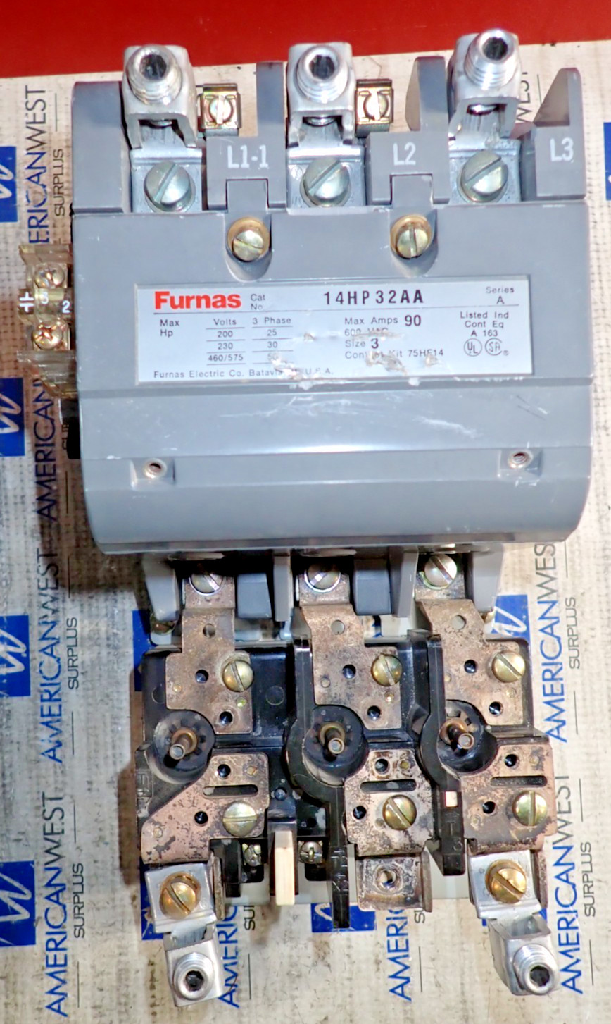 Furnas 14HP32AA Size 3 Starter 90 Amp 600VAC w/ 75D73251A Coil 120/240v S936