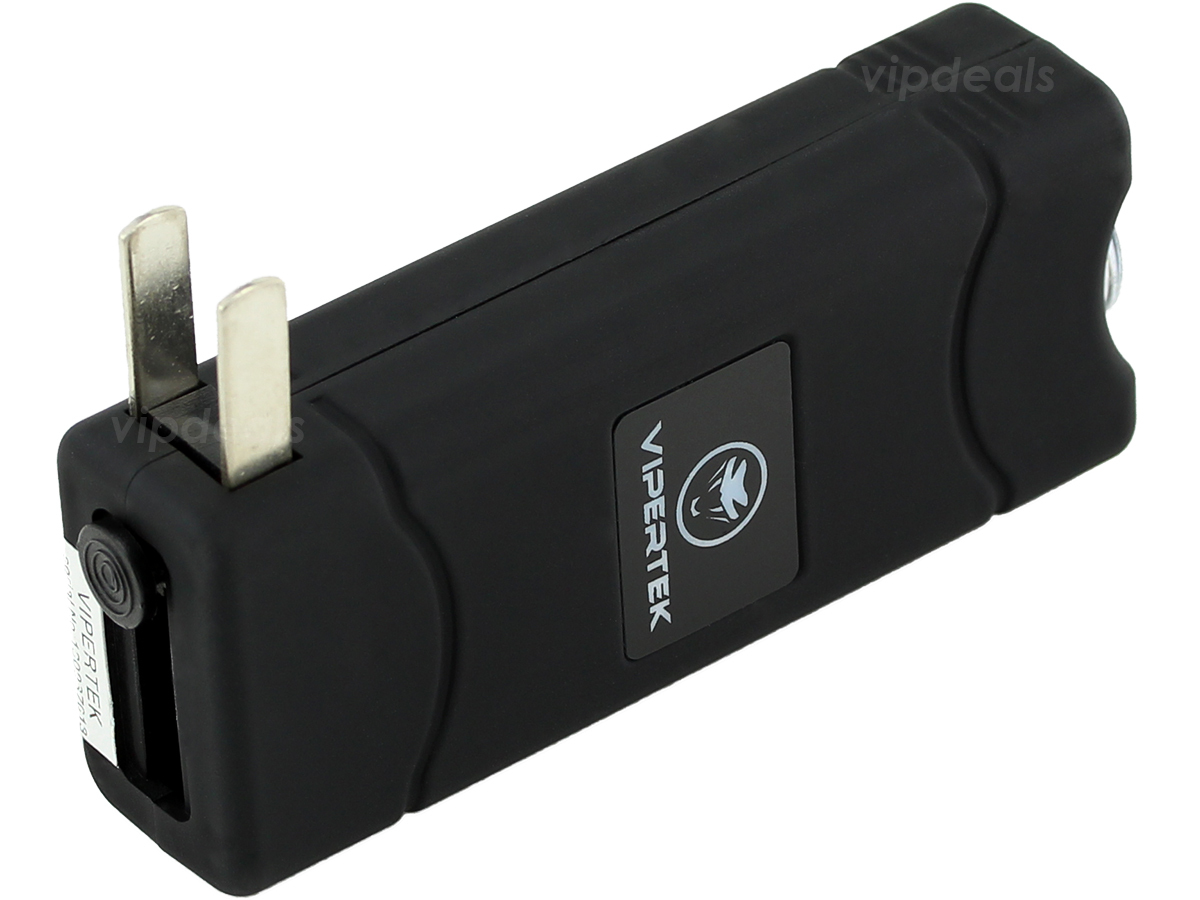 VIPERTEK Stun Gun Micro Mini BLACK VTS-881 390 BV Rechargeable LED Flashlight