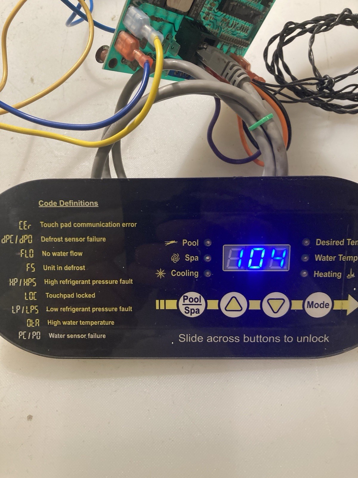 AquaCal / Sunblazer ECS0276 Display Control Panel Heat Pump, Used