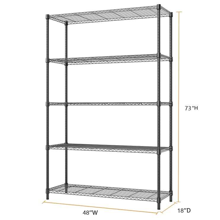 Heavy Duty 5 Tier Metal Wire Shelf Shelves Shelvings Garage Warehouse Rack 72 in