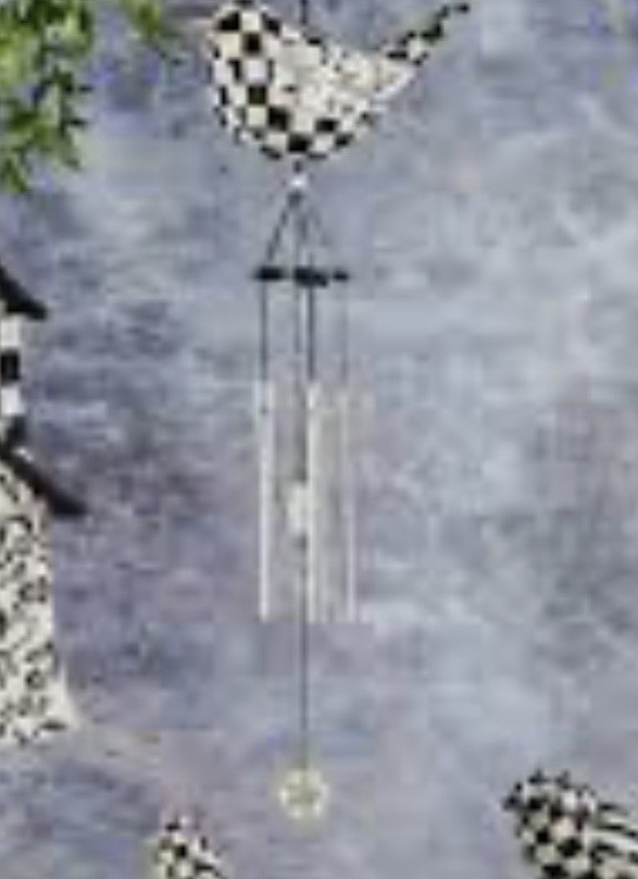 NEW Mackenzie Childs AVIARY BIRD Wind Chime -courtly Check And Toile