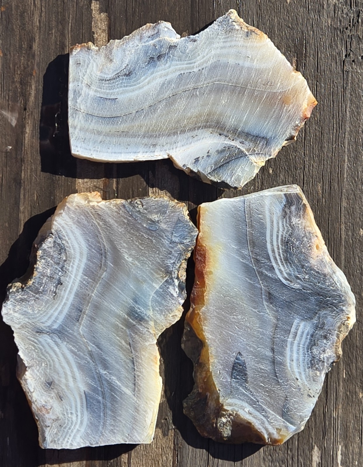 3 Moroccan Agate Matching Slabs From The Same Piece Haunting Banding Patterns