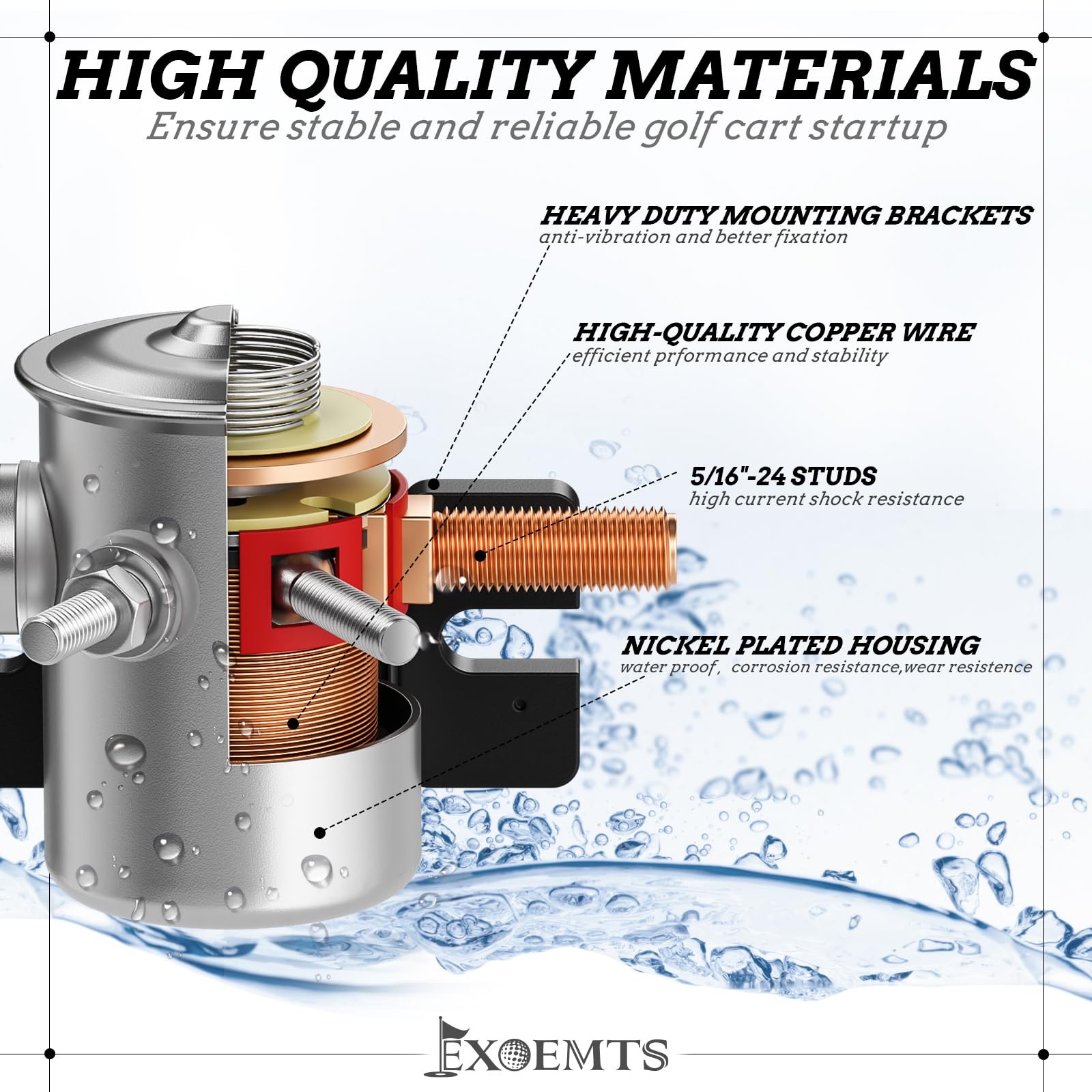 EZGO 36V Solenoid with Mount Bracket, #70 Series Continuous Duty silver