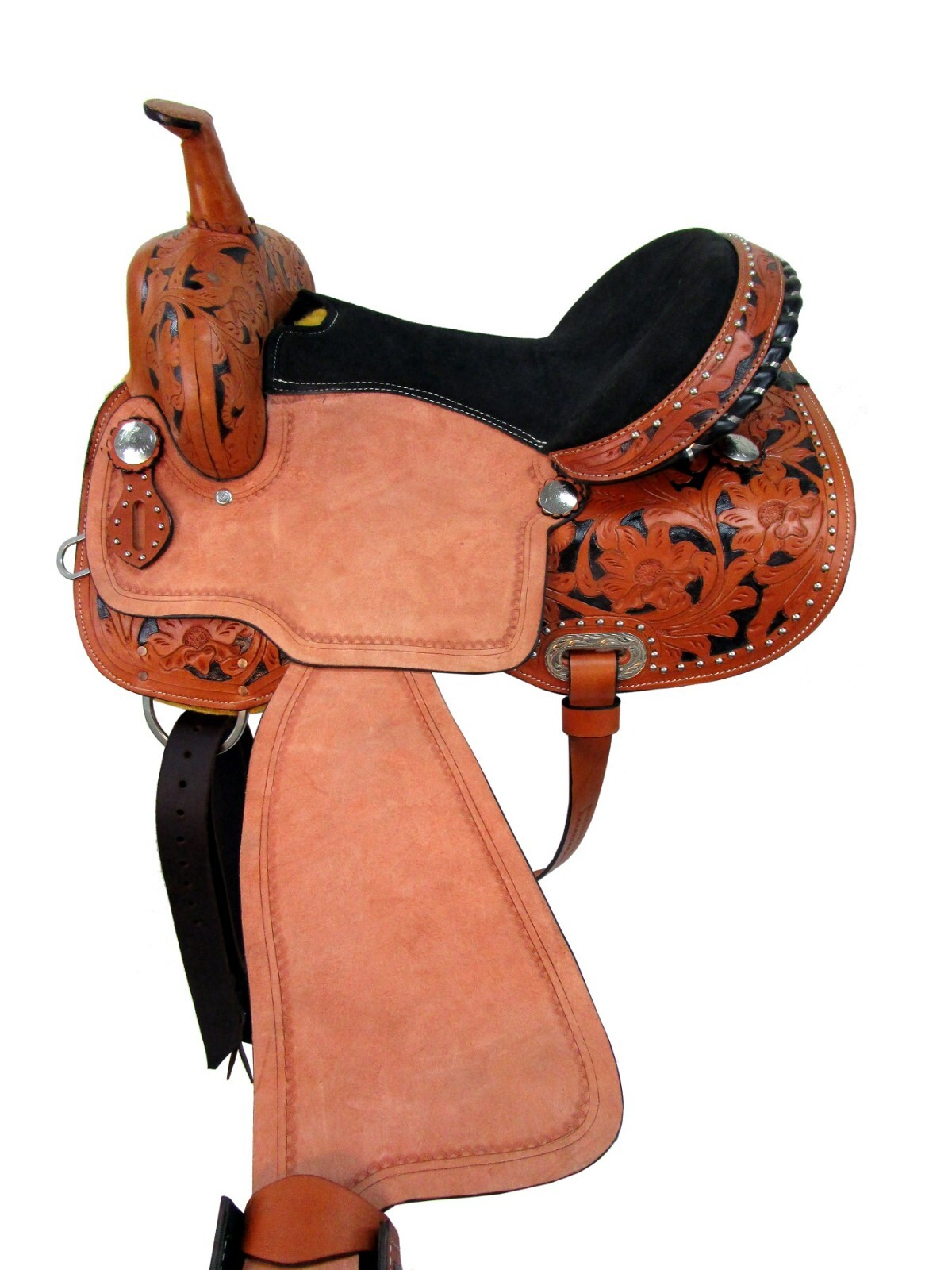 WESTERN SADDLE BARREL RACING PLEASURE TRAIL USED LEATHER HORSE TACK SET 15 16 17