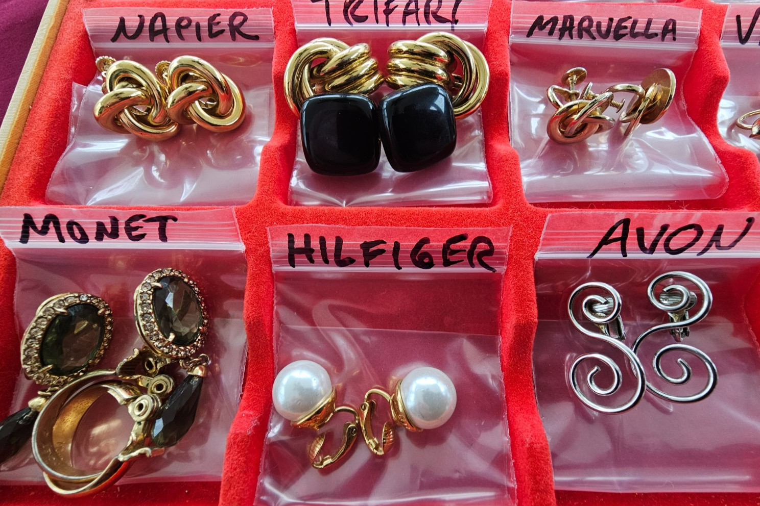 HUGE 121 Pair Clip Earring LOT St. John Napier Trifari Krementz Hilfiger Coro +