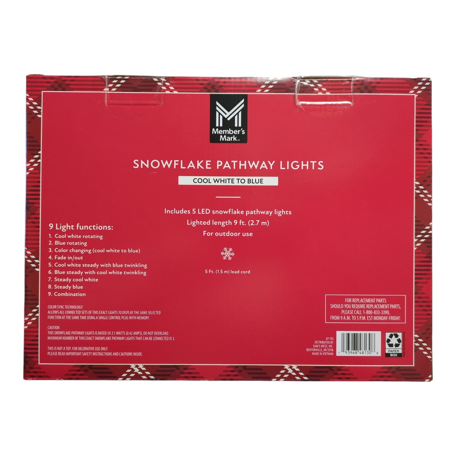 Member's Mark LED Snowflake Pathway Lights, Cool White to Blue, 5ct