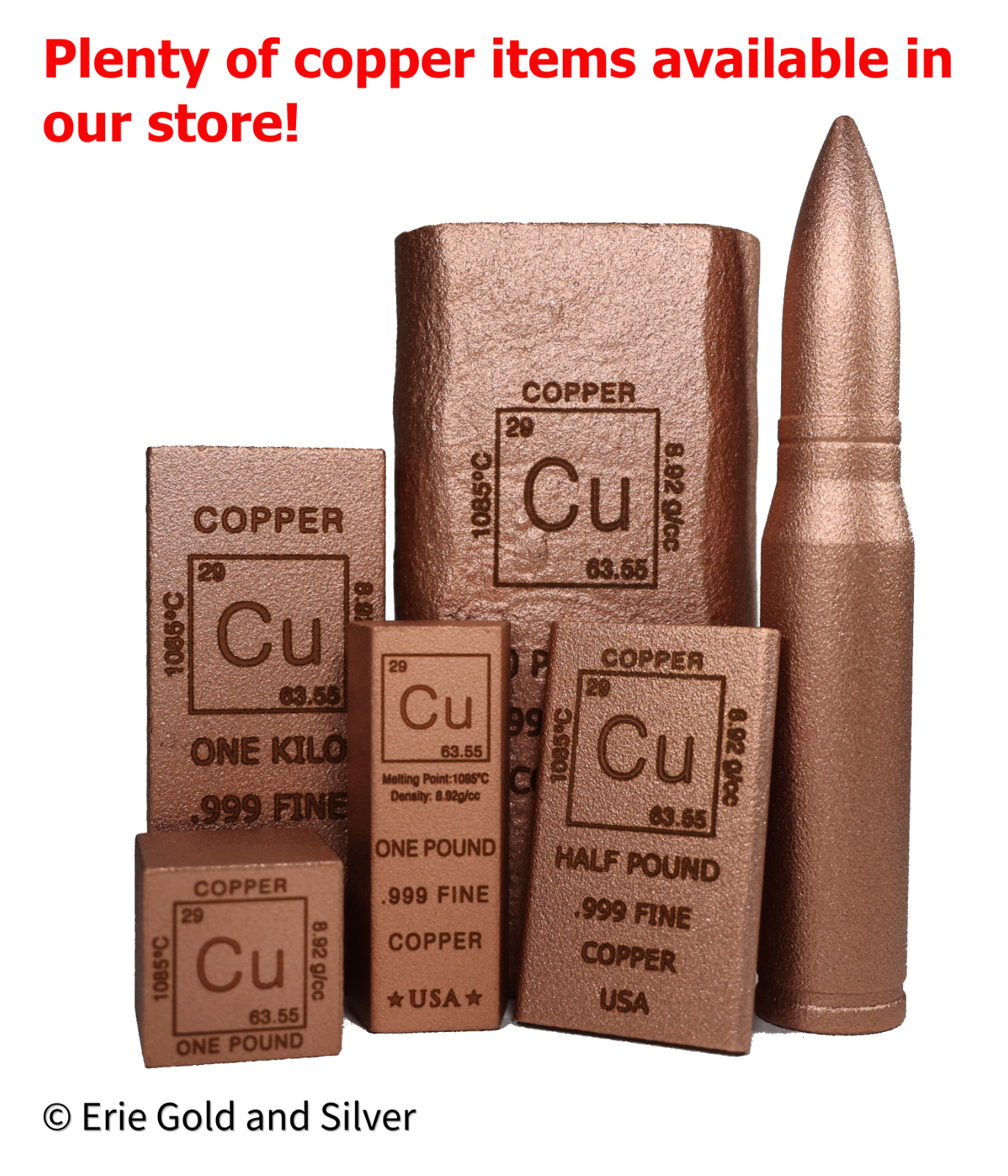 8 oz .50 BMG Copper Bullet 8oz .999 Fine Copper 50 Cal