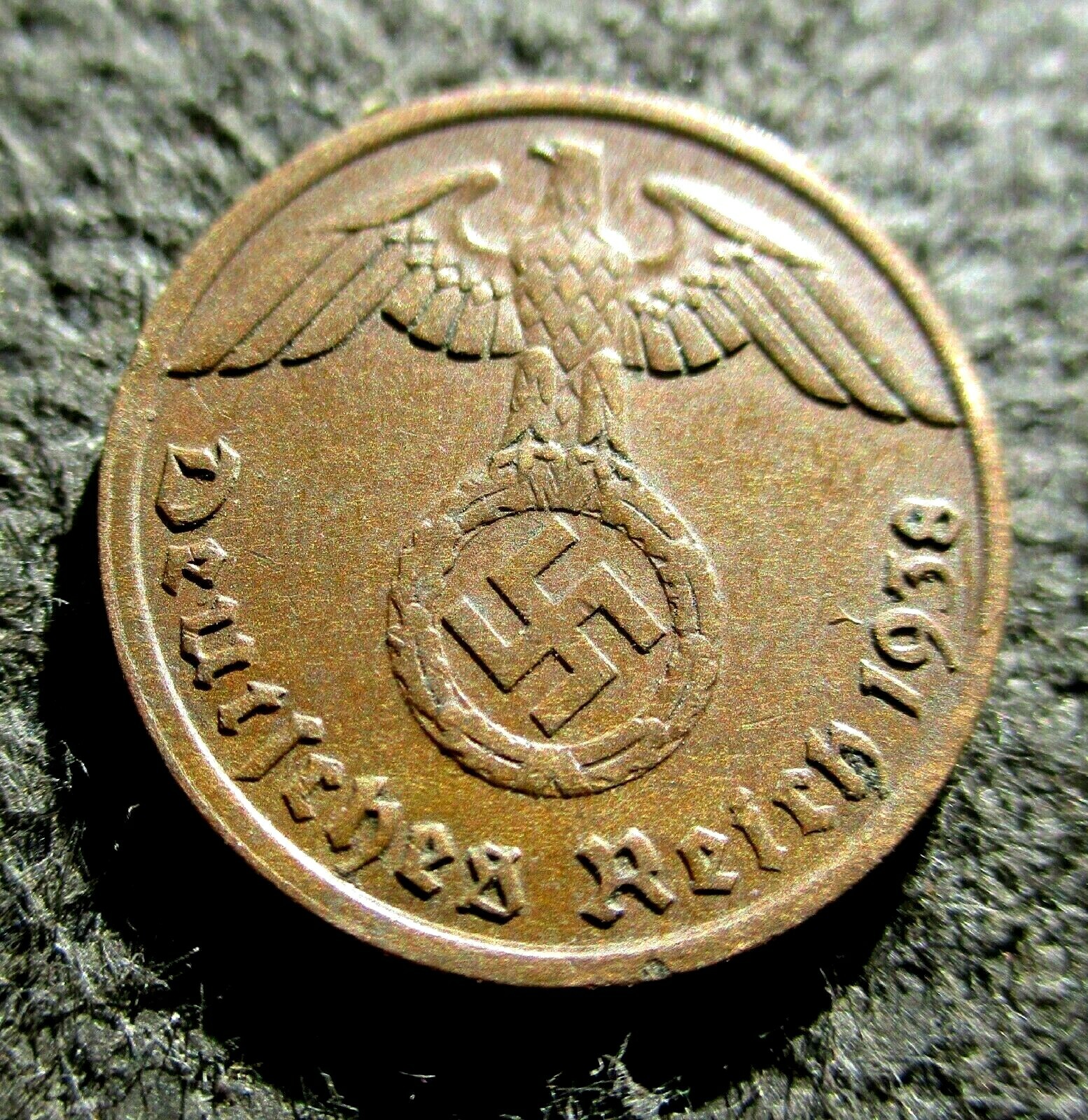 OLD COIN OF THIRD REICH GERMANY 1 REICHSPFENNIG 1938 BERLIN