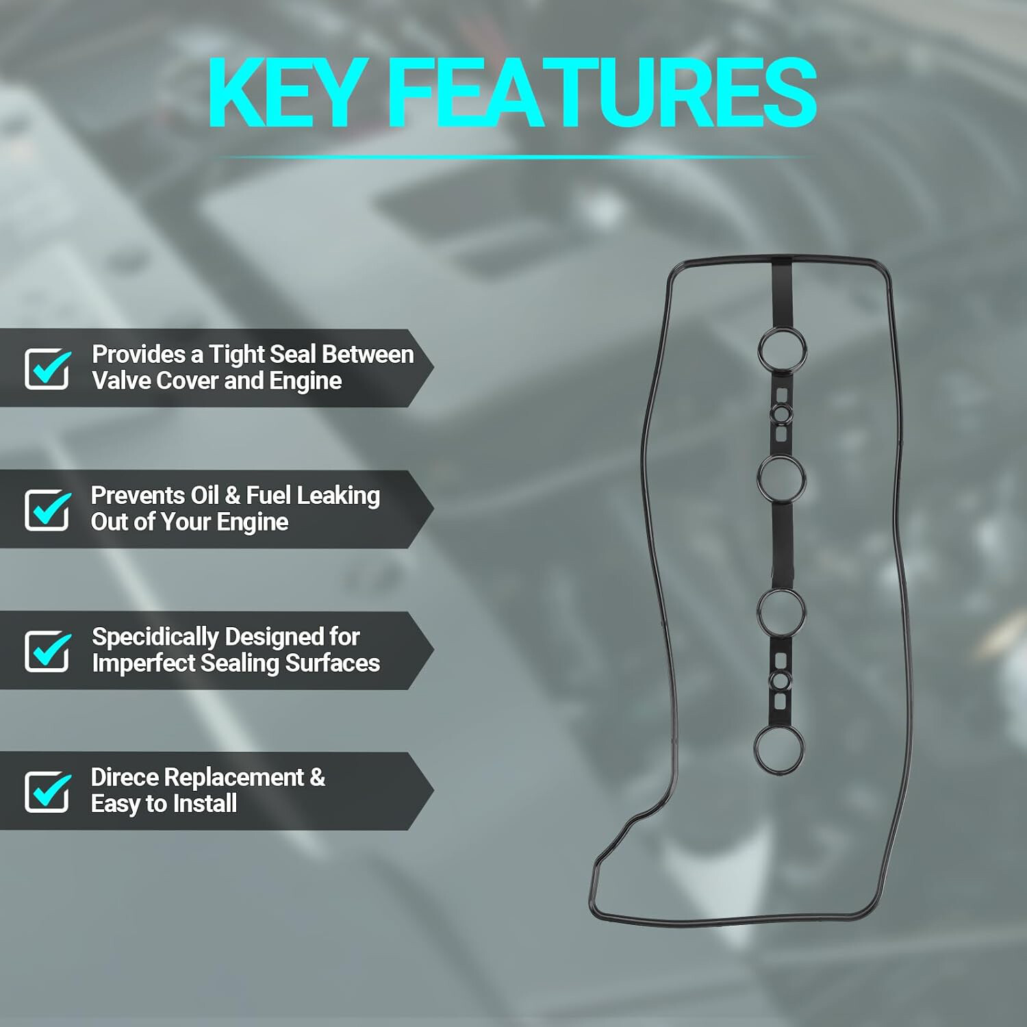 Engine Valve Cover Gasket For Toyota Camry 2002-2011 2.4L L4 2362cc 11213-28021