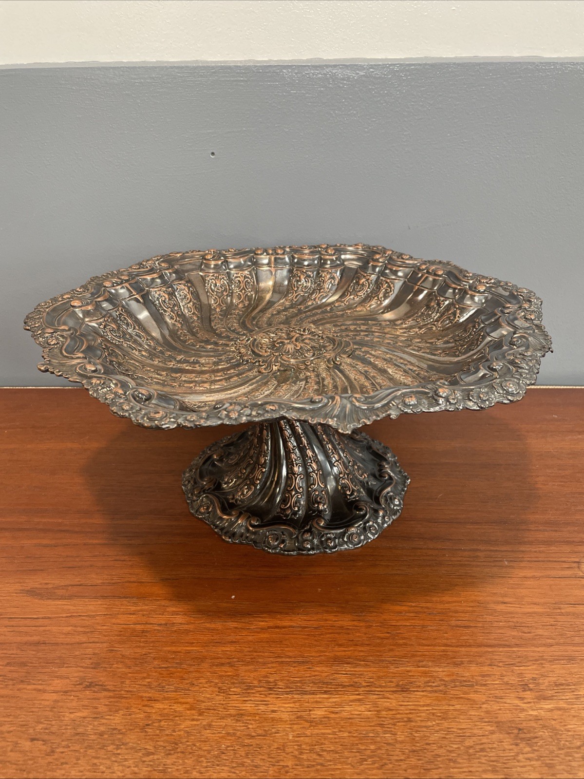 Antique German Silver Rococo Baroque Renaissance Green Man Face Charger Tray