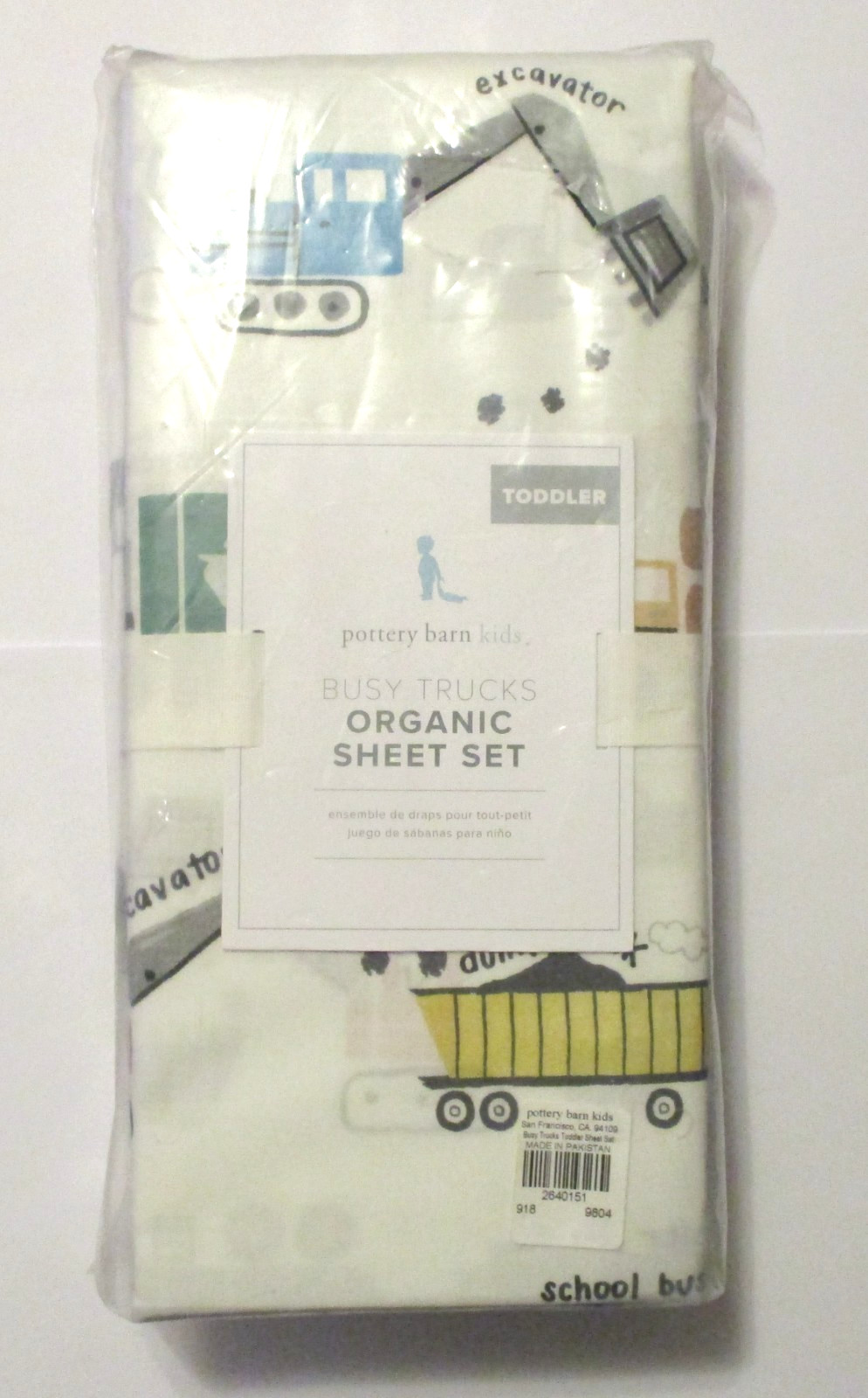 Pottery Barn Kids Busy Trucks Toddler Organic Sheet Set
