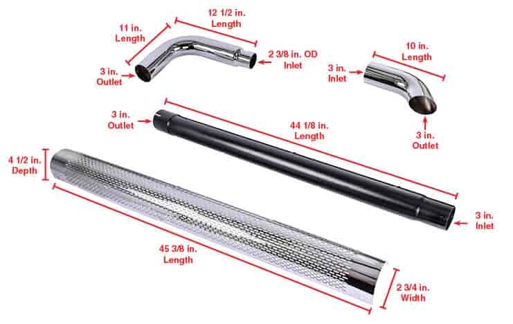 JEGS 30582 Shielded Side Pipes Length 60 in.