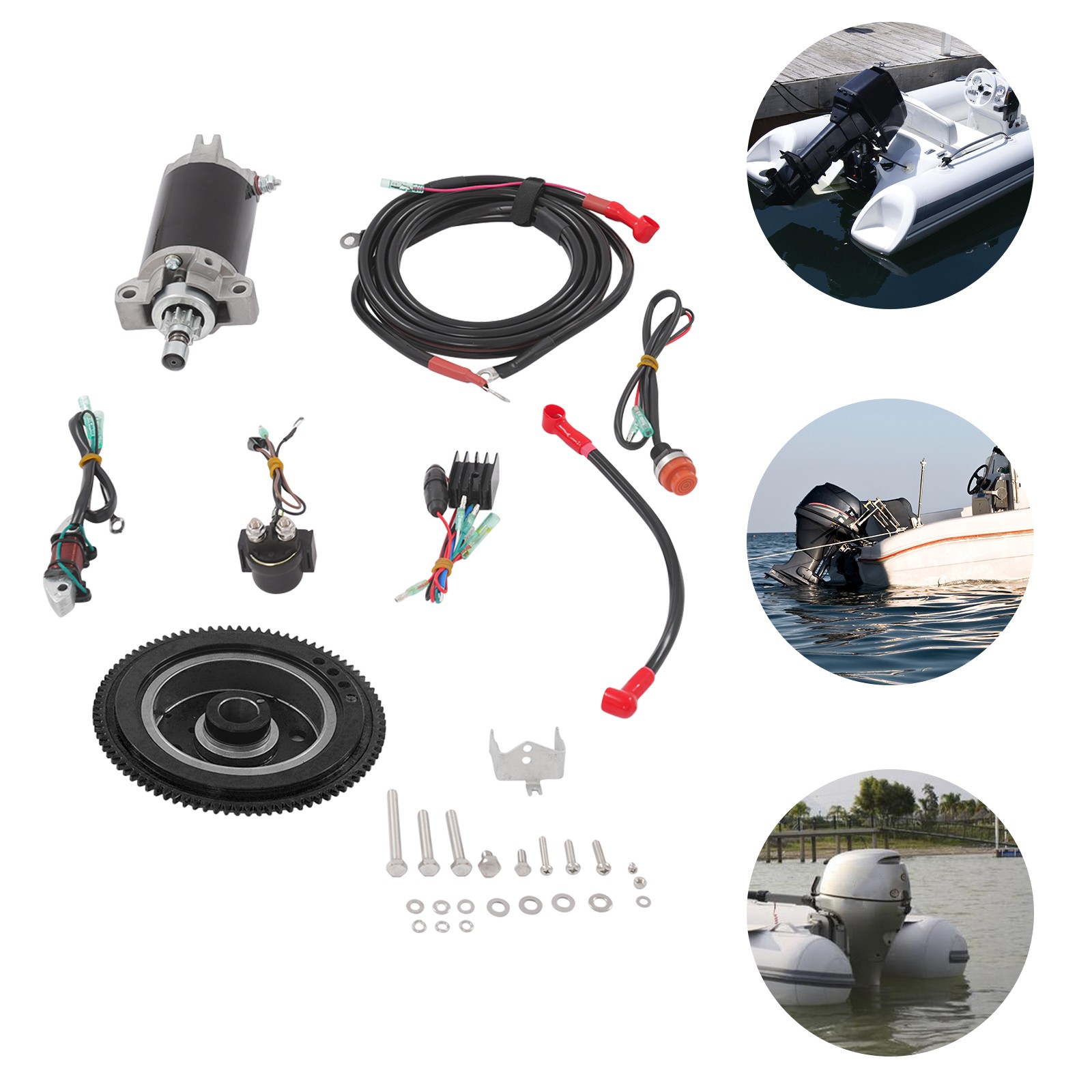 Electric Starter Conversion Kit For Yamaha 2Stroke 40HP Outboard Motor Start Kit