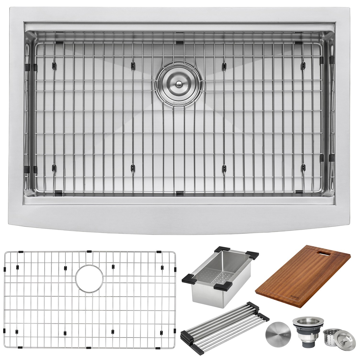 Ruvati 33" Apron-front Workstation Farmhouse 16 Gauge Kitchen Sink- RVH9200