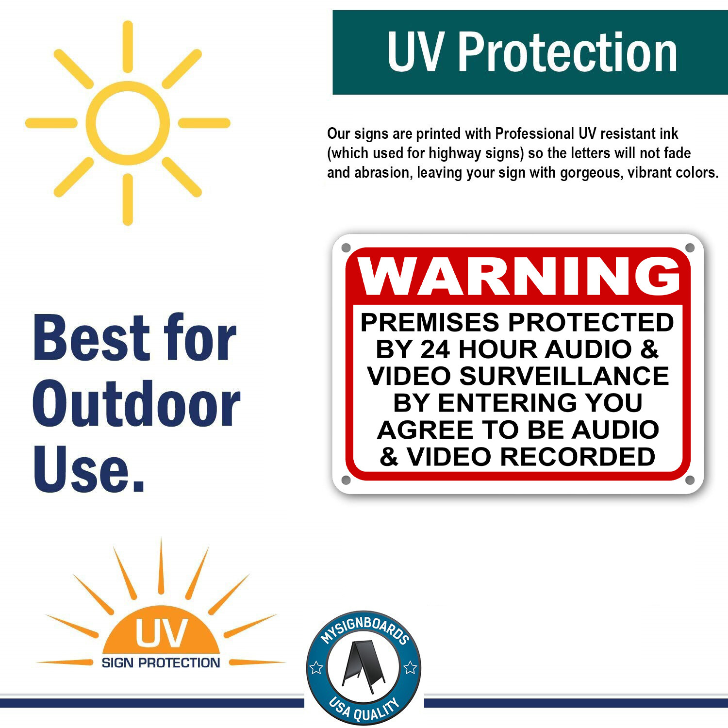 Warning Premises under 24 Hr Audio Video Surveillance home security cctv Signs