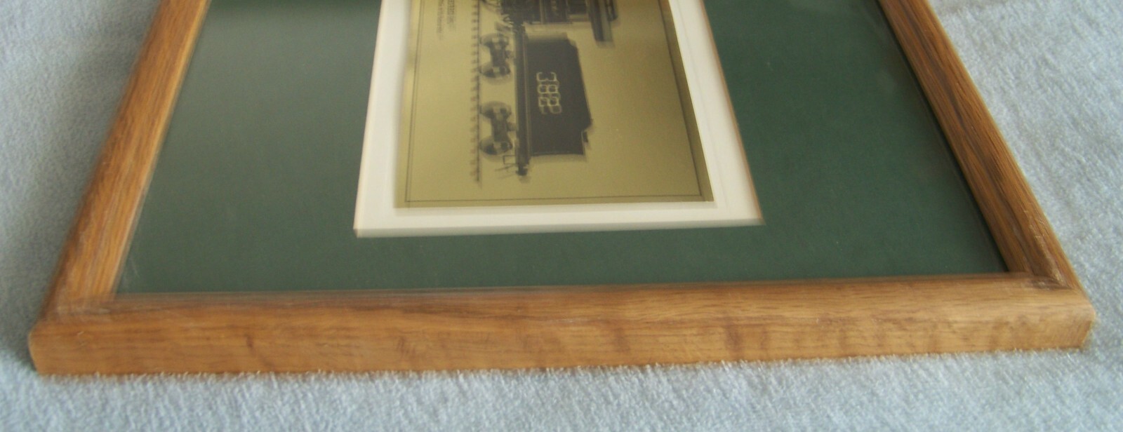 Cannonball Express 1896 Casey Jones oak frame print on gold tone sheet 15"x12"