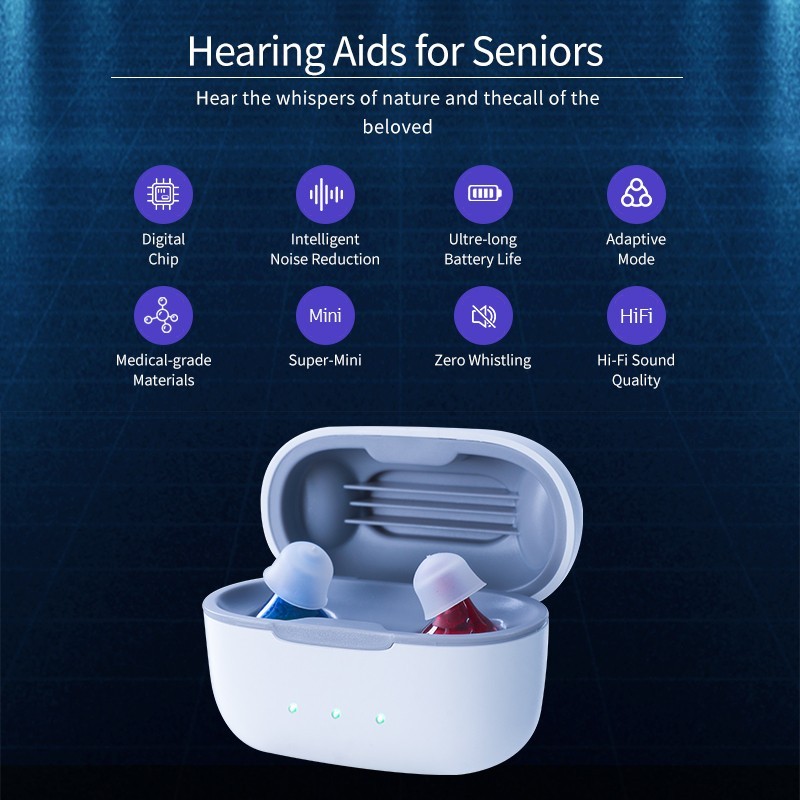 OTC Rechargeable Hearing Aids For Seniors Adults With Noise Cancelling Digital