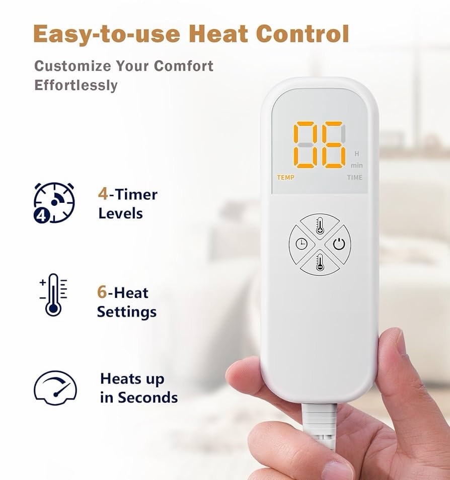 Extra Large Microplush Heating Pad 17”x33” for Back Neck Pain Relief, 6 Heat