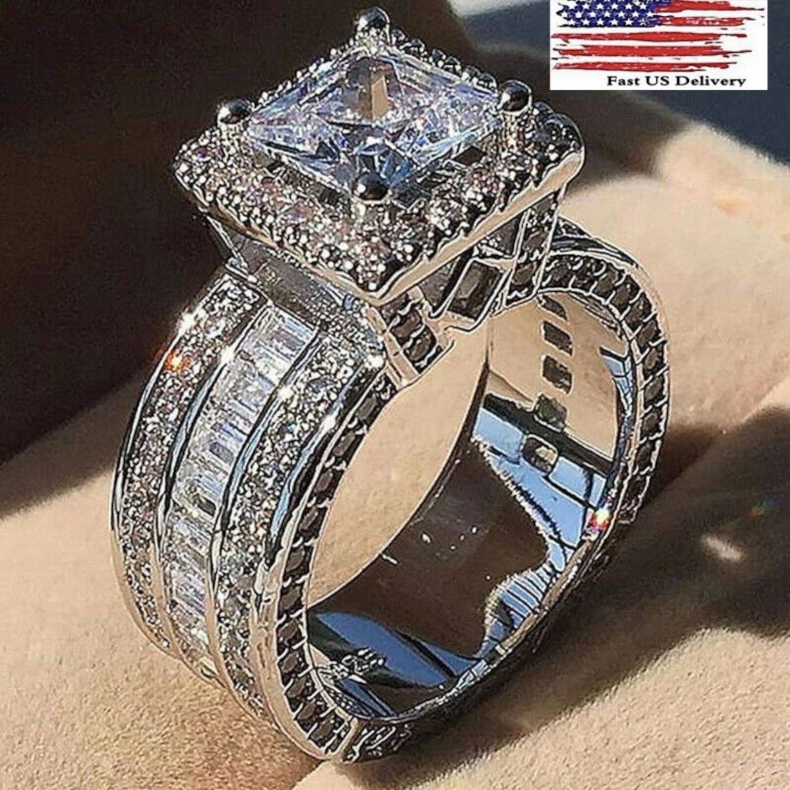 Gorgeous Cubic Zircon 925 Silver  Ring Charm Women Wedding Jewelry Sz 5-11 #1