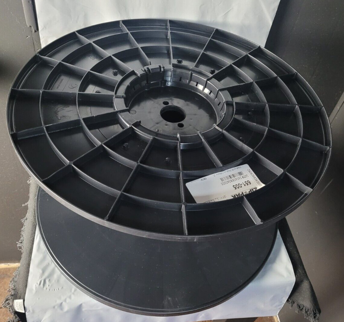 EMPTY LARGE BLACK PLASTIC SPOOL  19 1/2"x10"  FOR WIRE ROPE CABLE