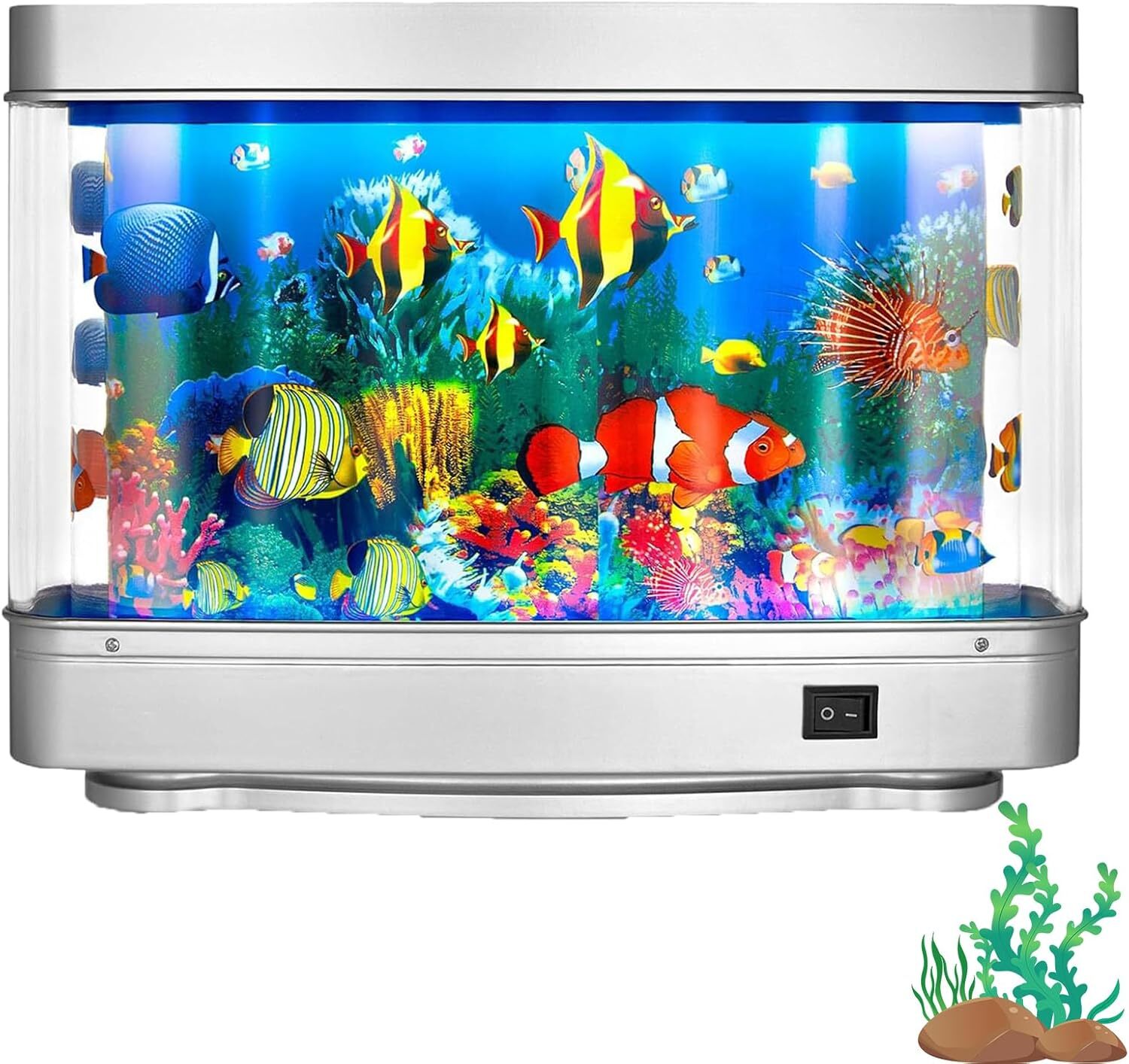 Mini Fake Fish Tank Artificial Tropical Moving Fish Night Light Fish Lamp