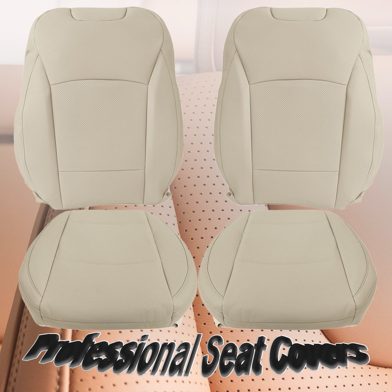 Front Bottom/Top Seat Cover Leather Tan For 2015-2019 Subaru Legacy Outback Tan