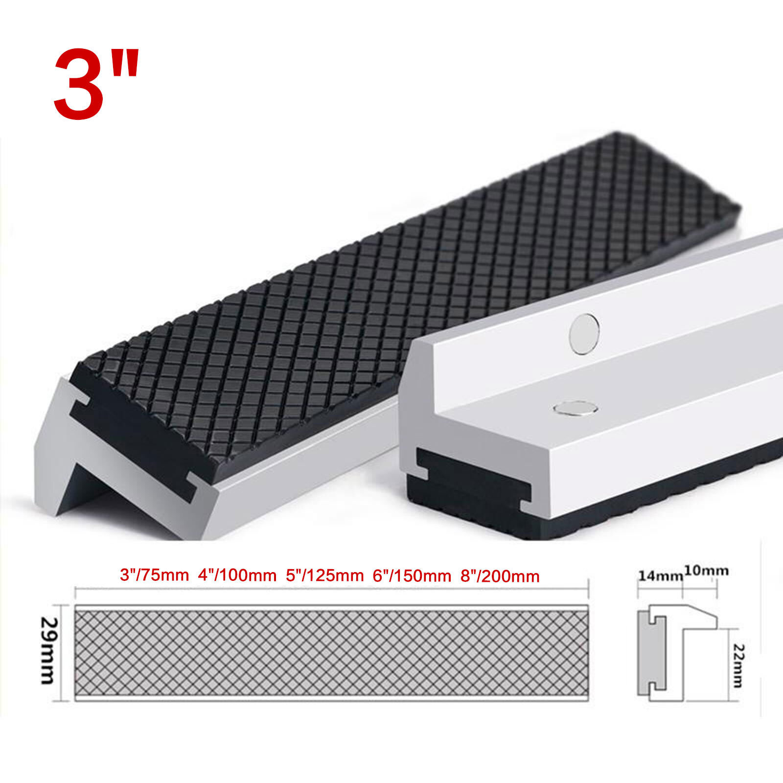 US STOCK 3"-8" Universal Vise Jaws with Strong Magnetic Soft Vice Pads Cover