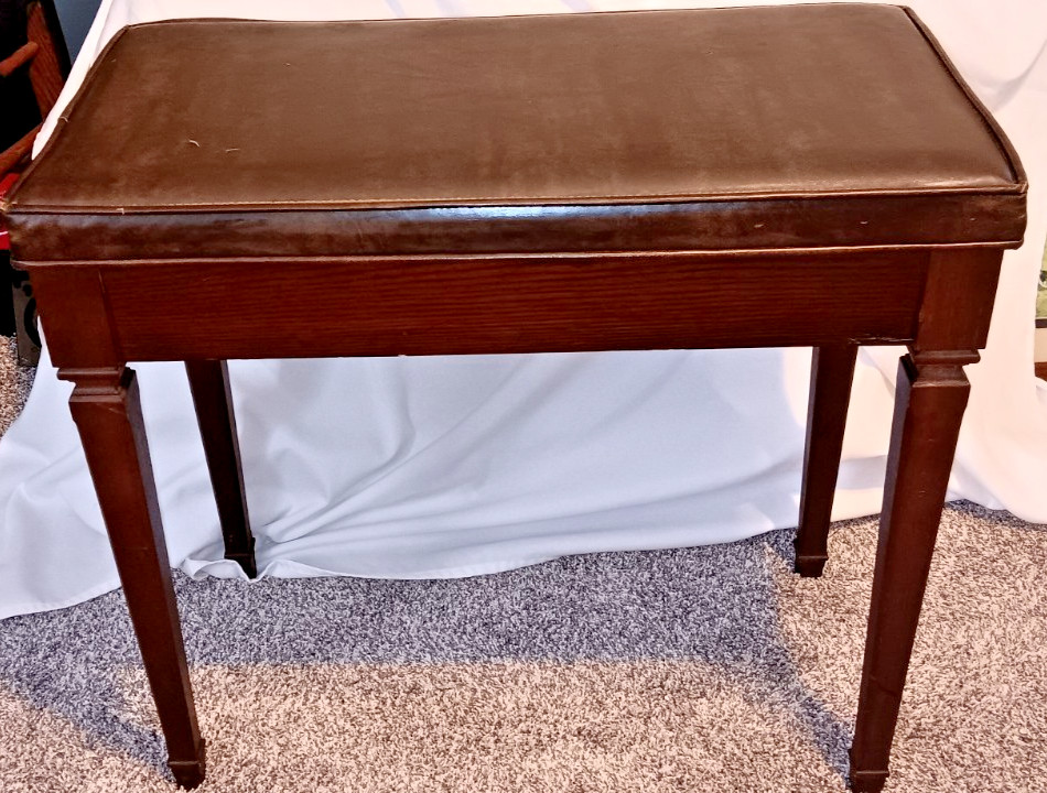 Vintage 1960s Mid Century Modern Piano Organ Bench with Padded flip top Storage