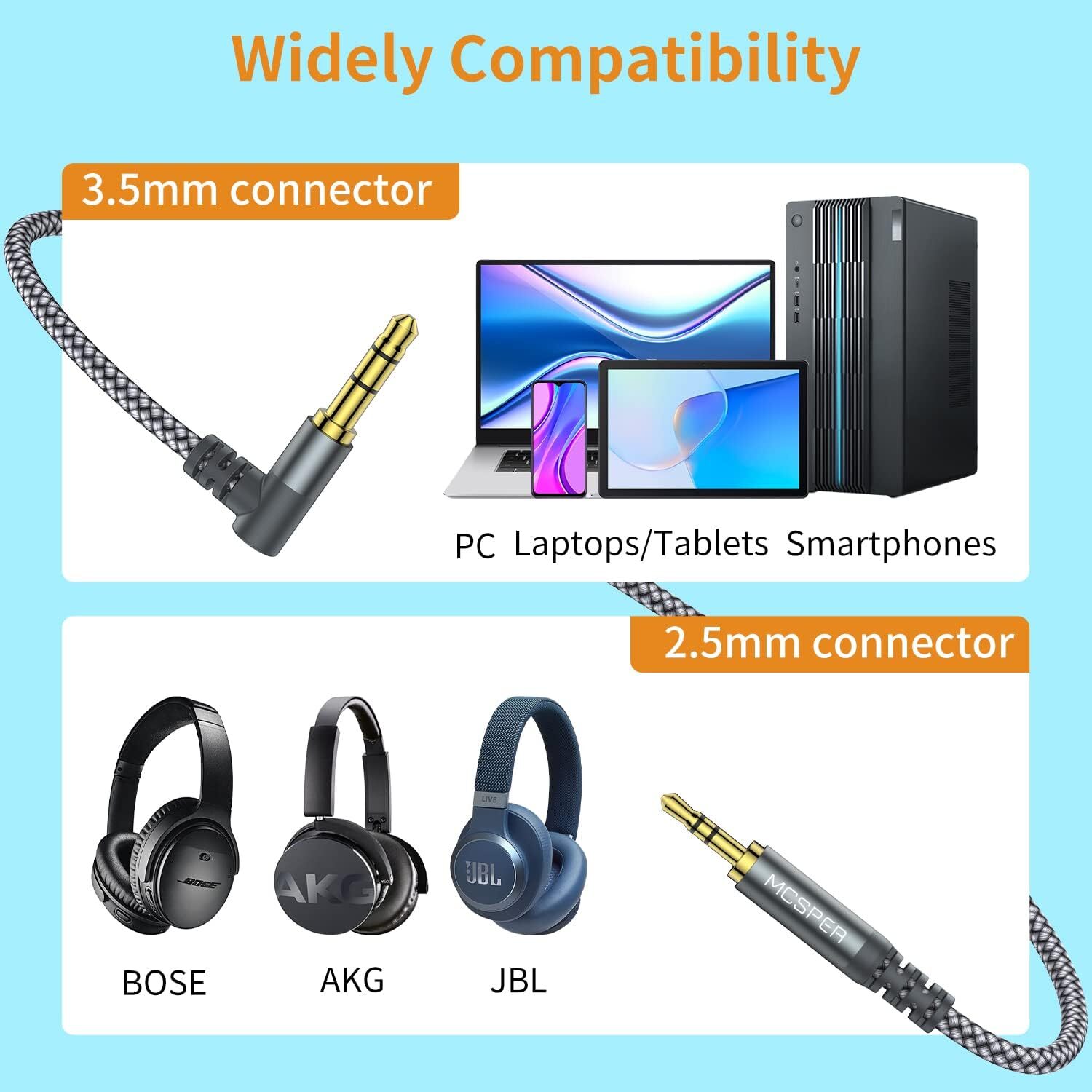 3.5Mm to 2.5Mm Aux Audio Cable (6.6FT), 90 Degree Right Cord Compatible with Bos