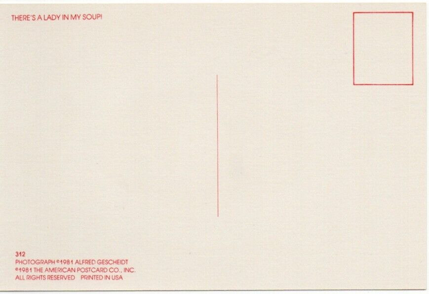 Oh Waiter "There is Lady in My Soup" Postcard Alfred Gescheidt ©1981 4"x6"