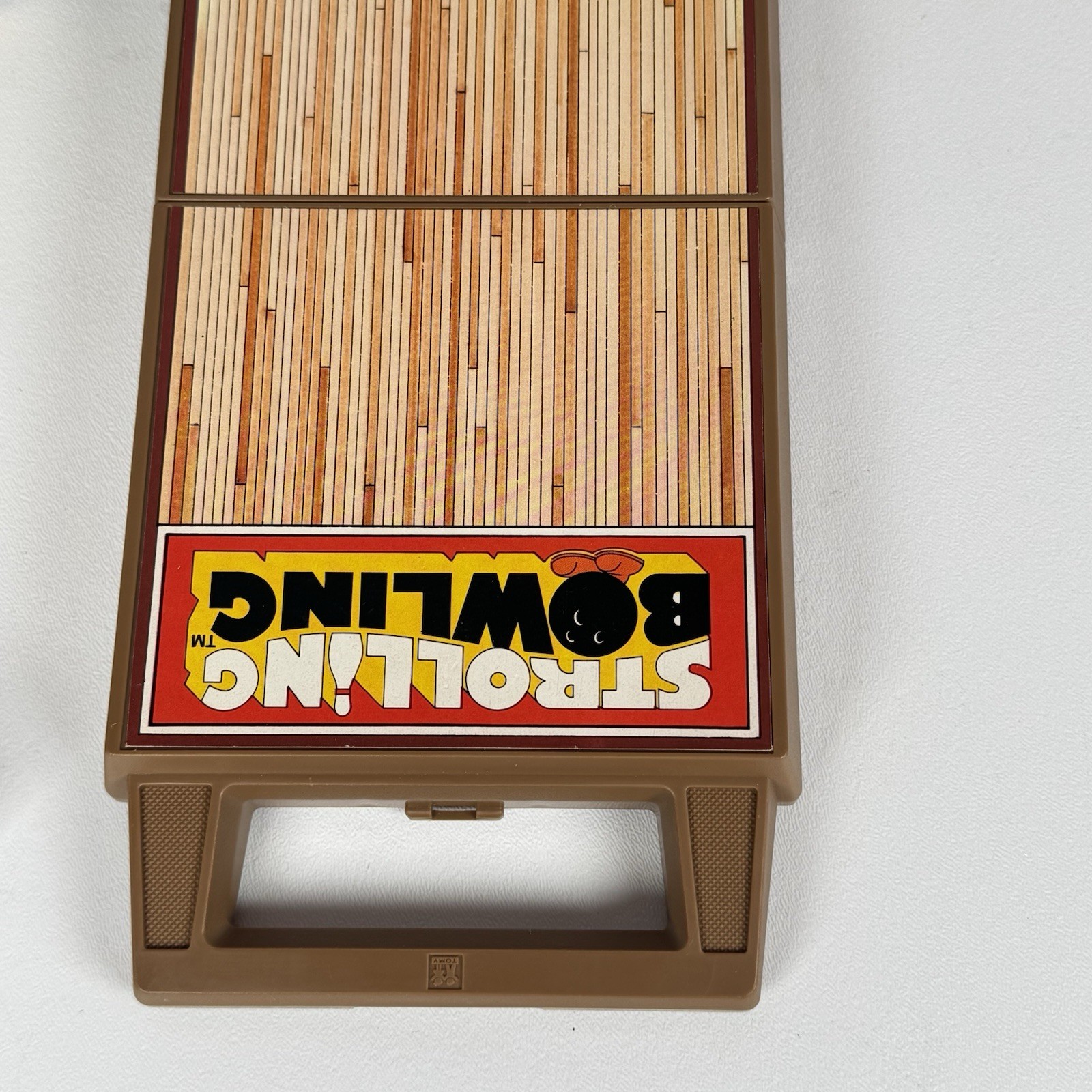 Vintage 1980 Tomy Strolling Bowling Wind Up Ball Portable Table Game Travel Box